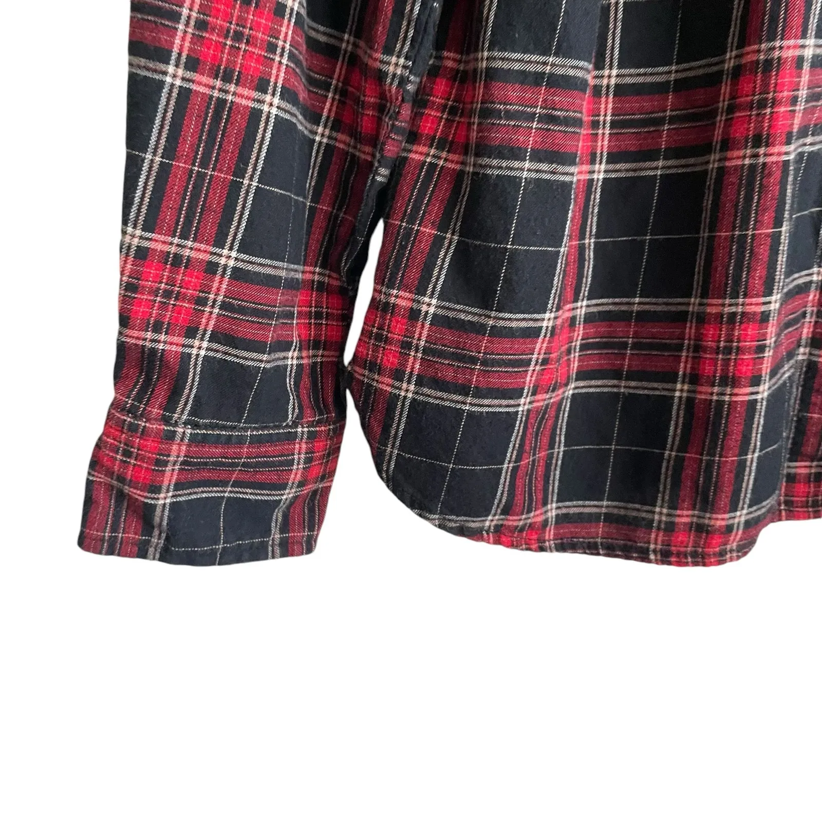Tommy Hilfiger Women Top S Red Plaid Button Up Preppy‎ Cabincore Grunge Cozy - Image 8