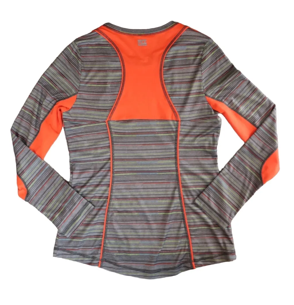 Activewear Sportswear Grey Striped Fitted Running Jogging Top Shirt MEDIUM - Image 9