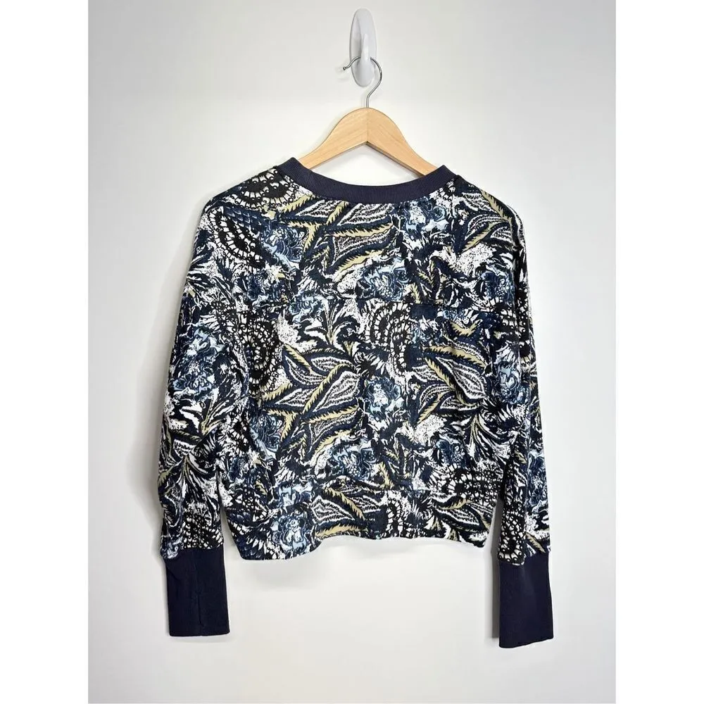 Joie Blue Paisley‎ Shirt Size Medium Long Sleeve Crew Neck Floral Print - Image 3