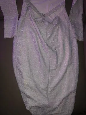 Armelle Long Sleeve High Neck Dress - Silver - Image 4