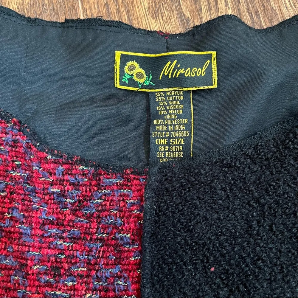 Mirasol Womens Patchwork Wool One Size Metallic Flowy Quilted Knit
Poncho - Image 6