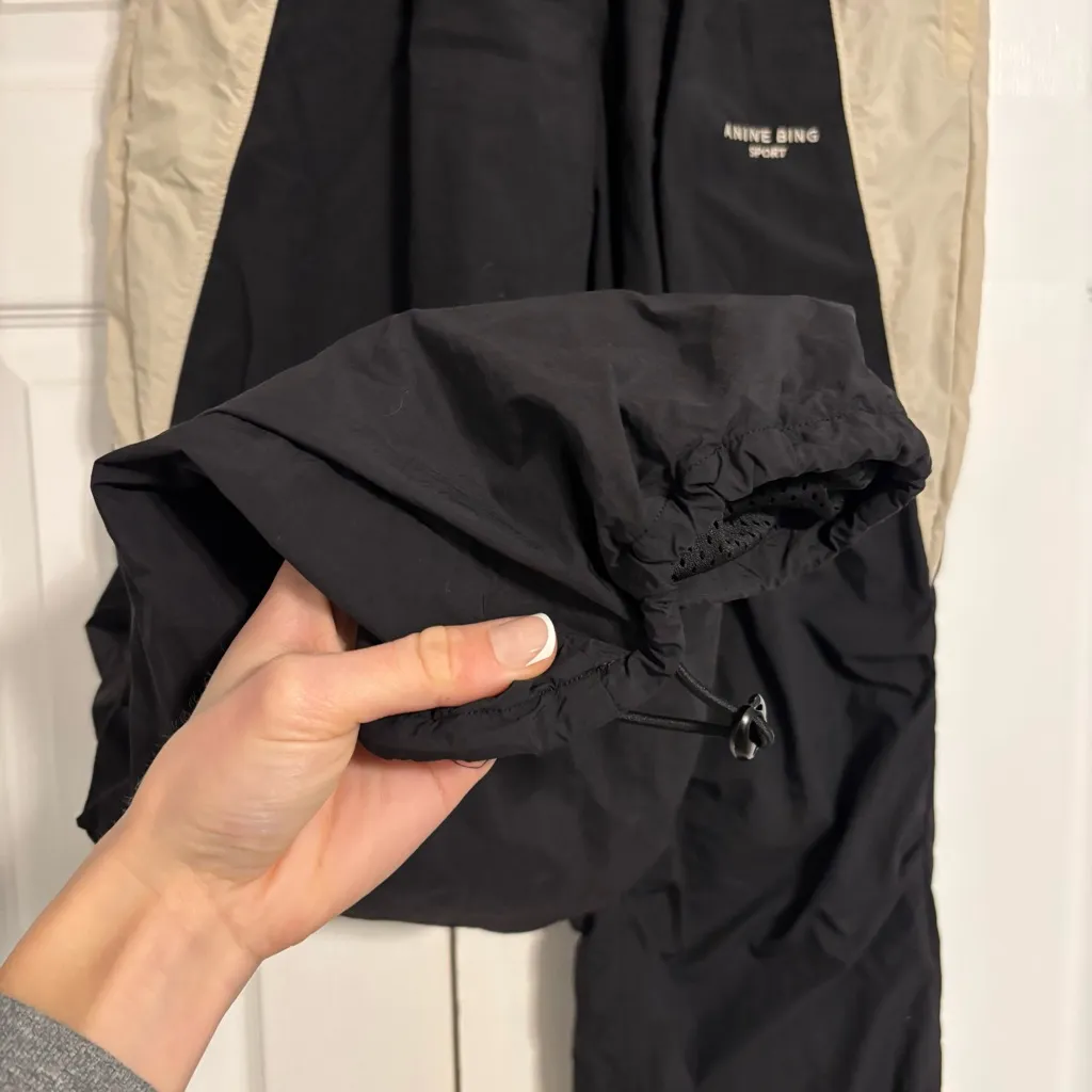 Anine Bing Emerson Joggers Black and Tan - Image 5