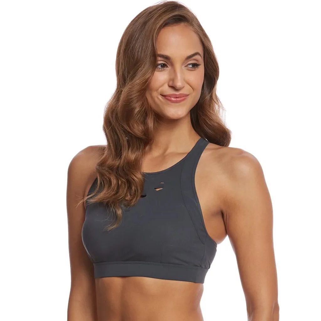 Alo Yoga Ripped Warrior Yoga Crop Top sports bra blue color size S - Image 3