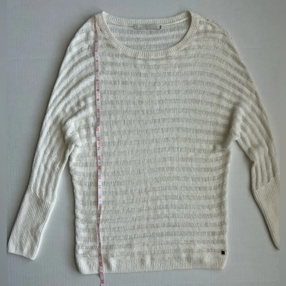 One Grey Day Revolve Top Women's Ivory Loose Knit Long Sleeve Sweater Small White - Image 3