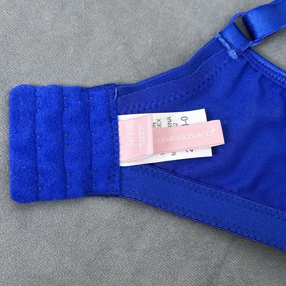 Comfort Choice Bra 36C Lace Wireless Cami Bra Blue Gold Lined Floral Overlay Size undefined - Image 6