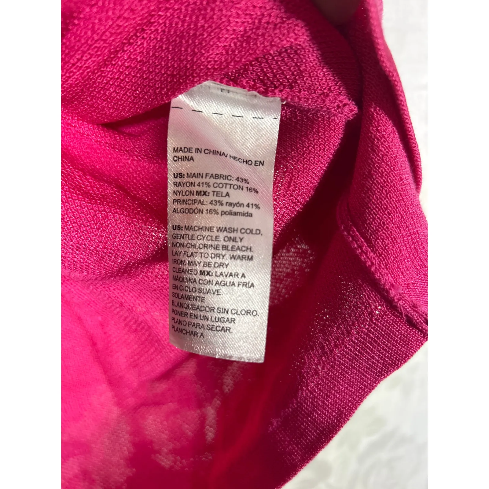 Chicos Top 3 XL Pink Monochromatic Floral Ruffle Flutter Sleeve Knit Crochet - Image 5