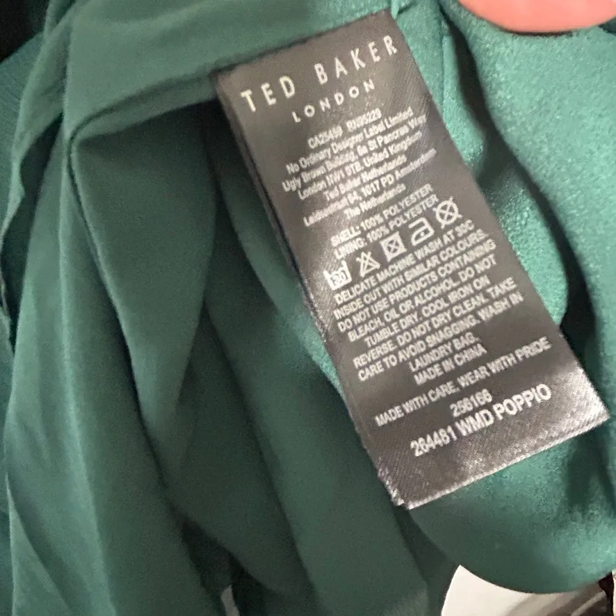 NEW Ted Baker Poppio Rope Detail Mini Dress Ruffle Rope Hunter Green Sz 6 Dainty - Image 8