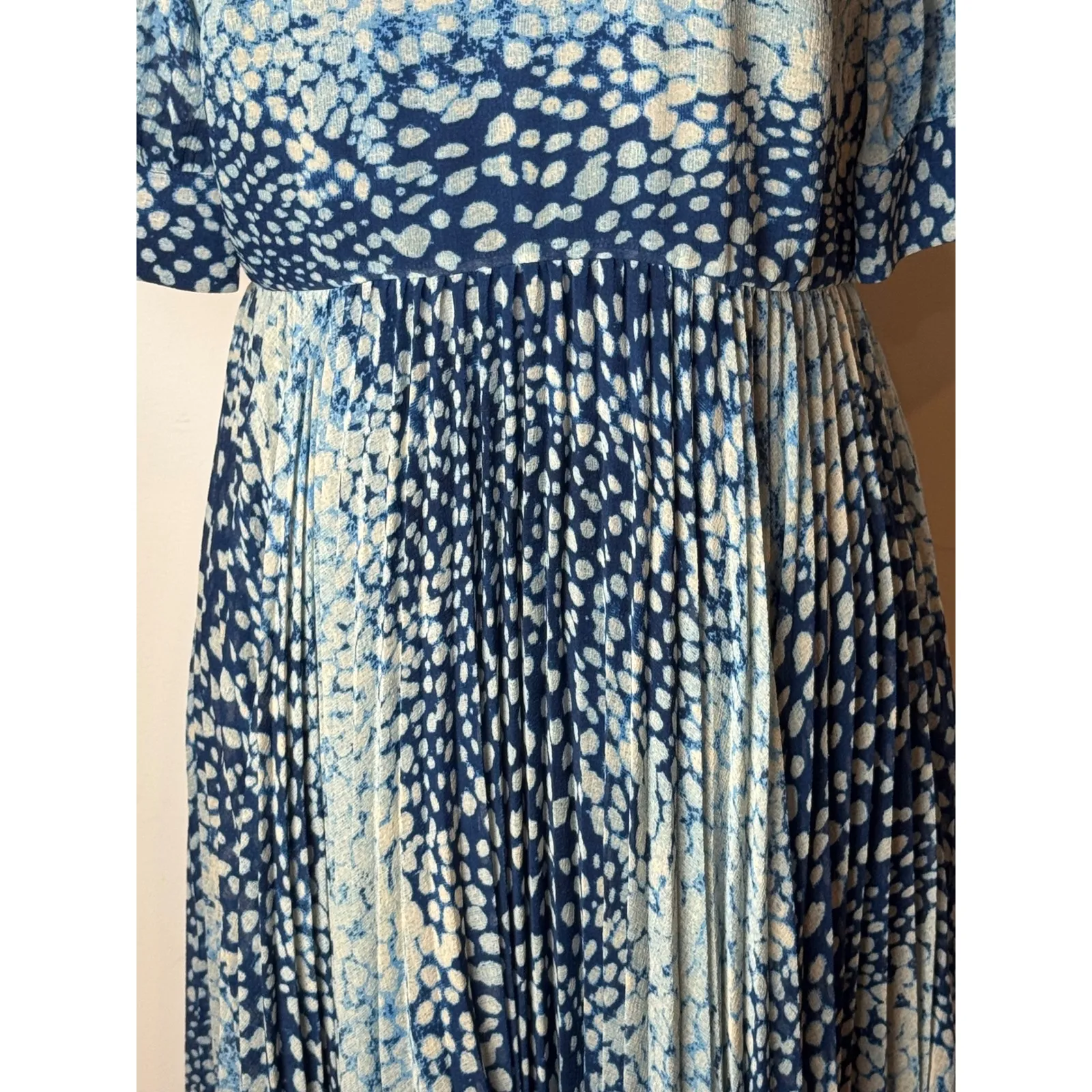 Whistles Dress Women 8 Blue Green Esme Leopard Print Asymmetric Hem Midi Preppy - Image 9