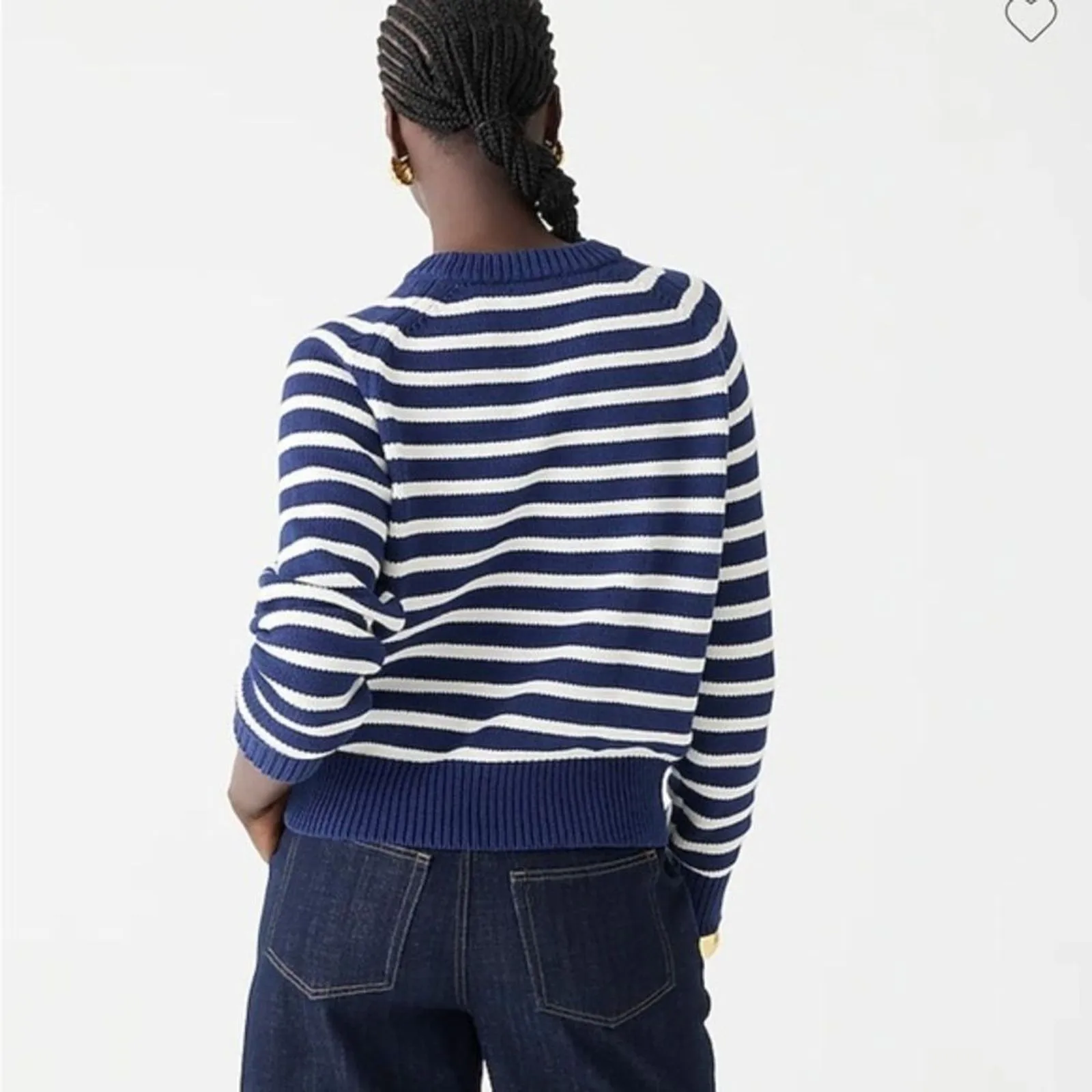 NWT J.Crew Relaxed Stripe Crewneck Sweater Womens Chunky Knit Nautical Fisherman - Image 9