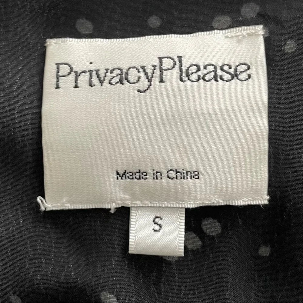 Privacy Please Revolve wrap black polka dots long sleeve mini dress, size S boho - Image 2