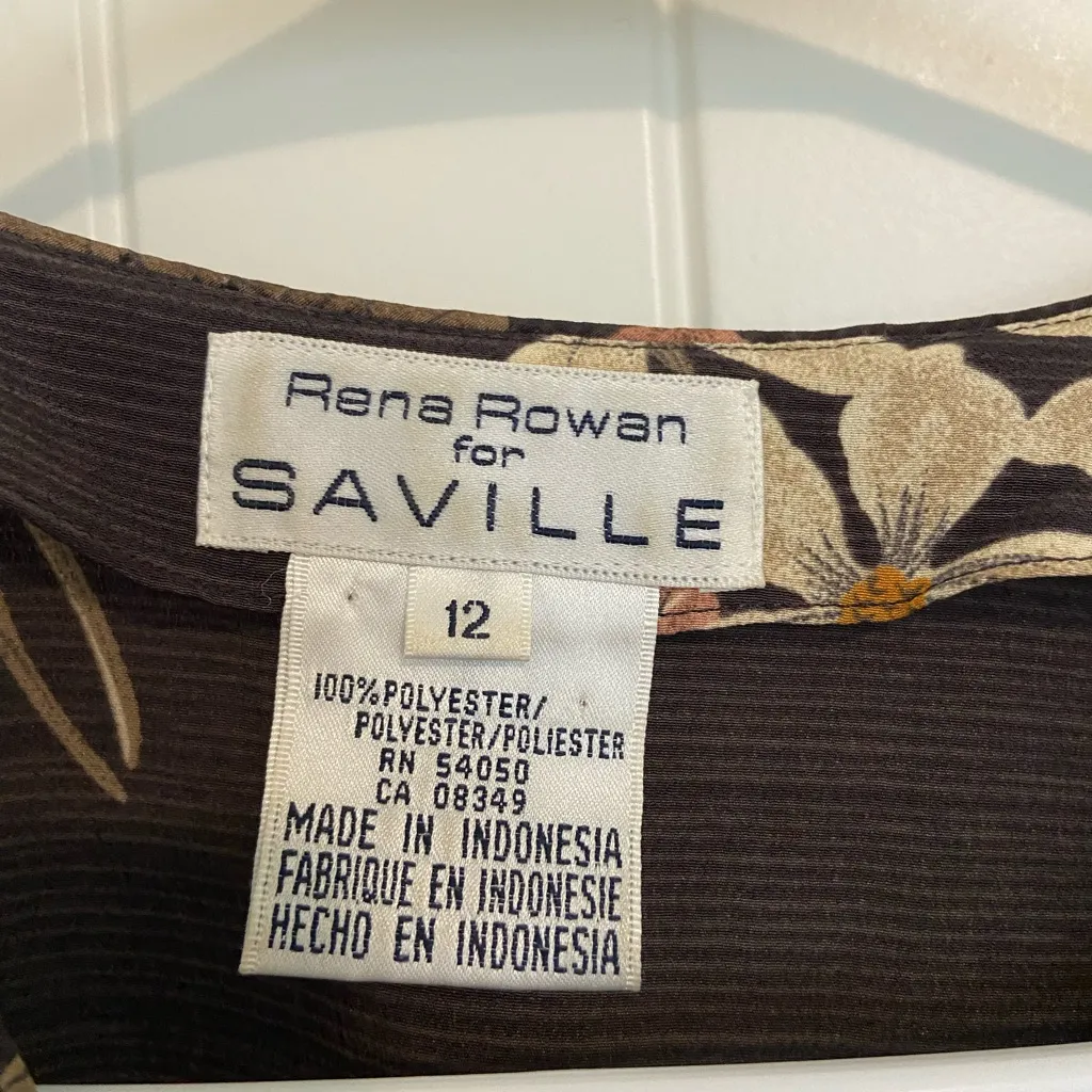 Vintage Rena Rowan for SAVILLE women’s floral button up blouse —‎ size 12 - Image 4