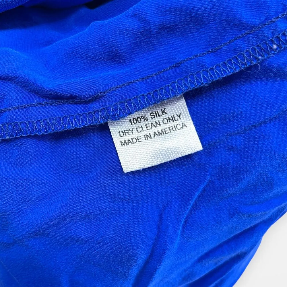 00s AMANDA UPRICHARD Vintage Blue Silk Sleeveless Ruffle Tube Top - Image 5