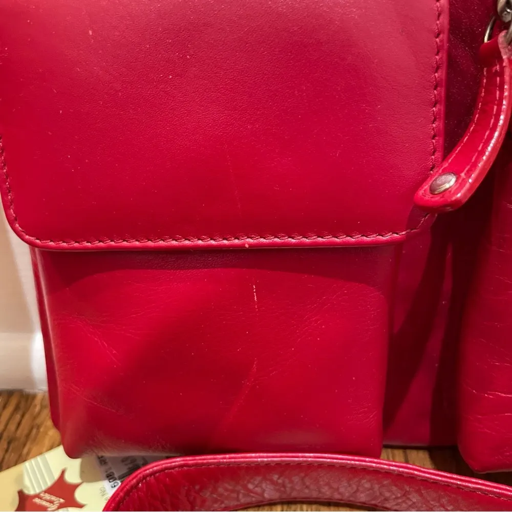 ILI New York 100% Leather Red Crossbody Bag Style 6081 NWT - Image 6