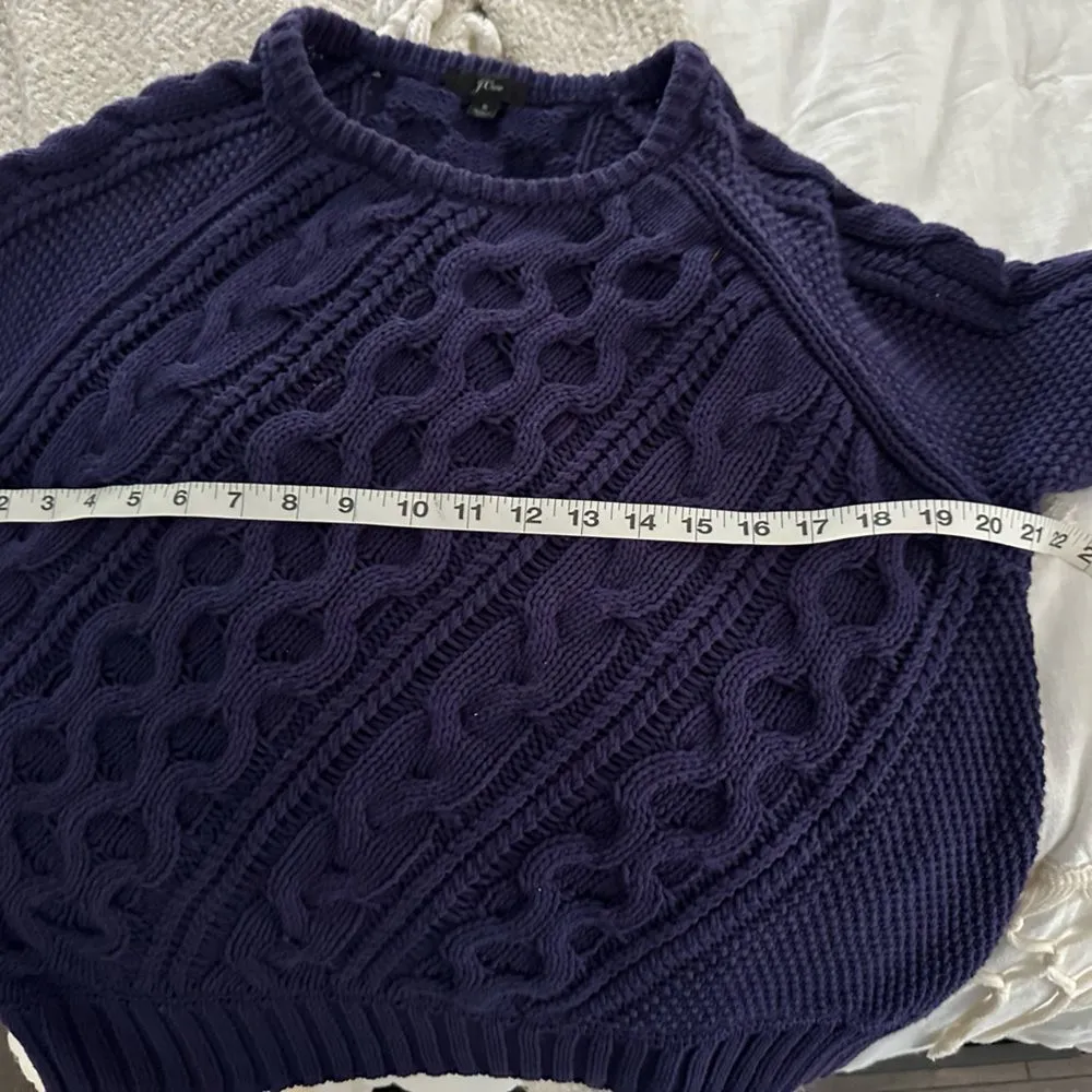 J. Crew Cable Knit Crewneck Sweater Size Small Blue - Image 2