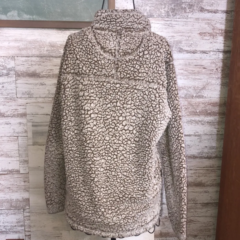Grizzly sherpa quarter zip sweatshirt pull over top size small brown/tan warm - Image 5