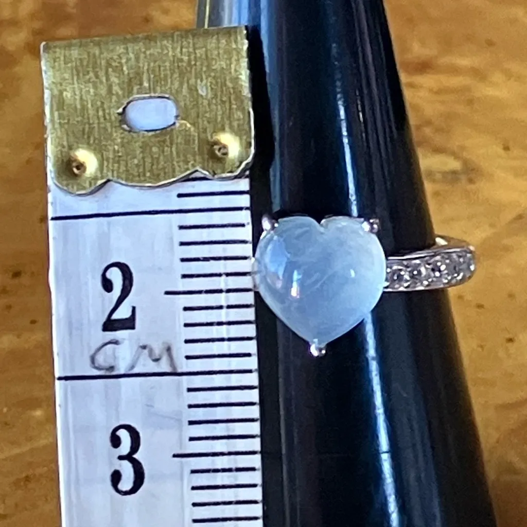 Genuine Aquamarine Sterling Silver Heart Ring Size 8 - Image 7