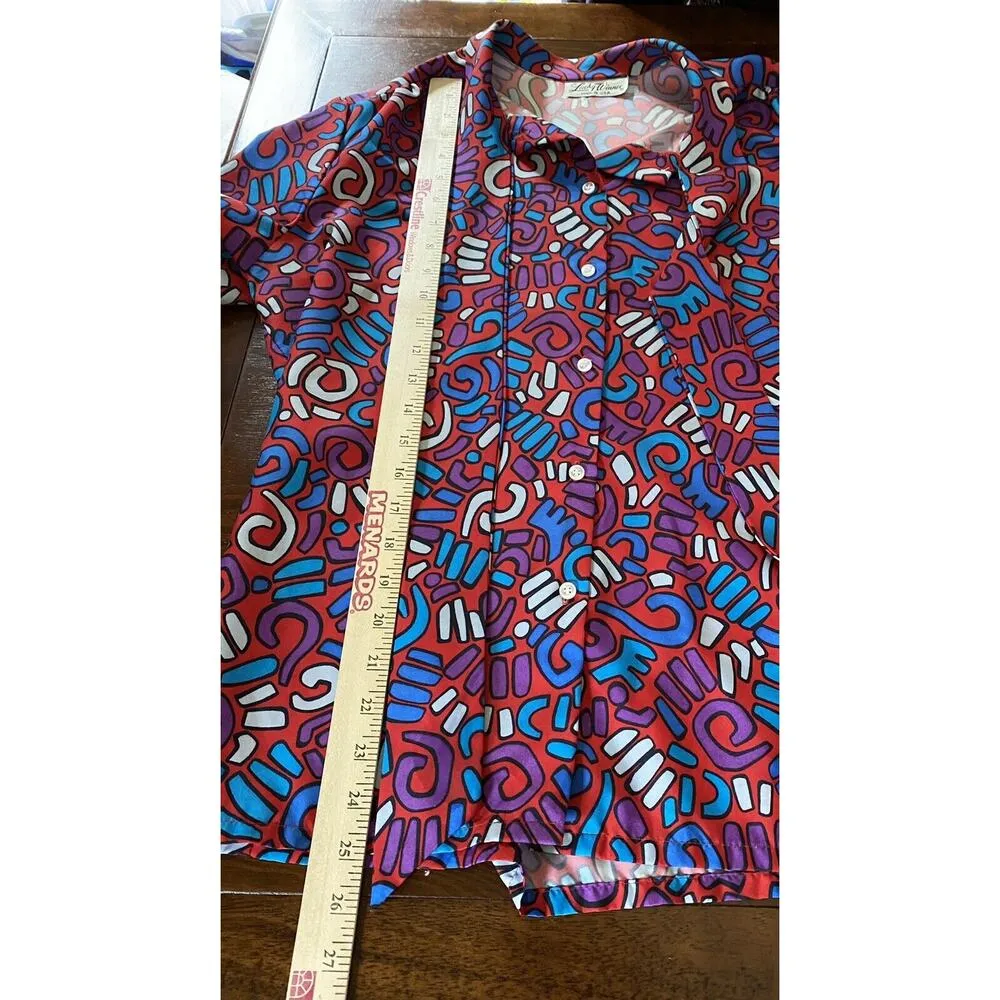 Lucky Winner Shirt Womens Pullover Short Sleeve Floral Grandma VTG US Made Size M - Image 5