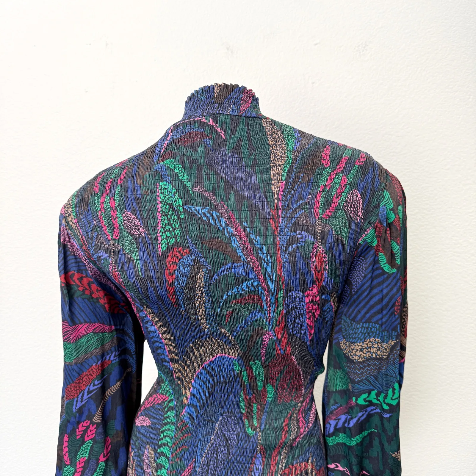 [Farm Rio] Amazonia Night Smocked Mock Neck Long Sleeve Mini Dress Size Large L - Image 8