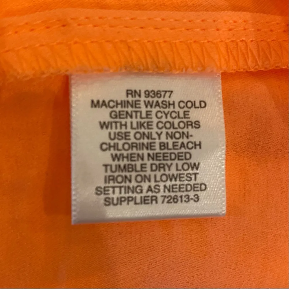 LIZ CLAIBORNE NWT Women's Top Sleeveless Orange Elastic Waist Button Up  Sz L - Image 7