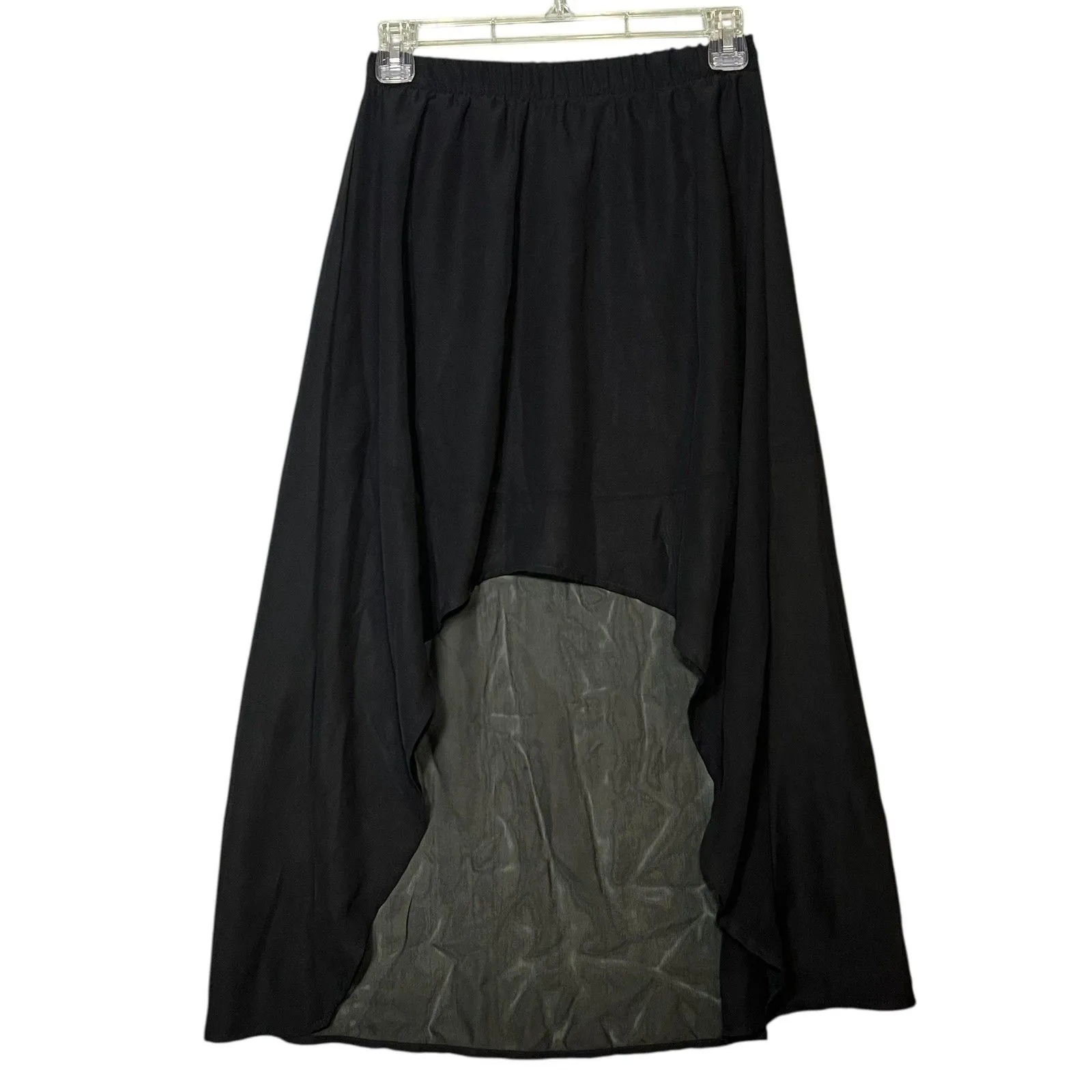 Kira Skirt Womens XS Black Chiffon High Low Sheer Overlay Gothic Maxi Flare - Image 8