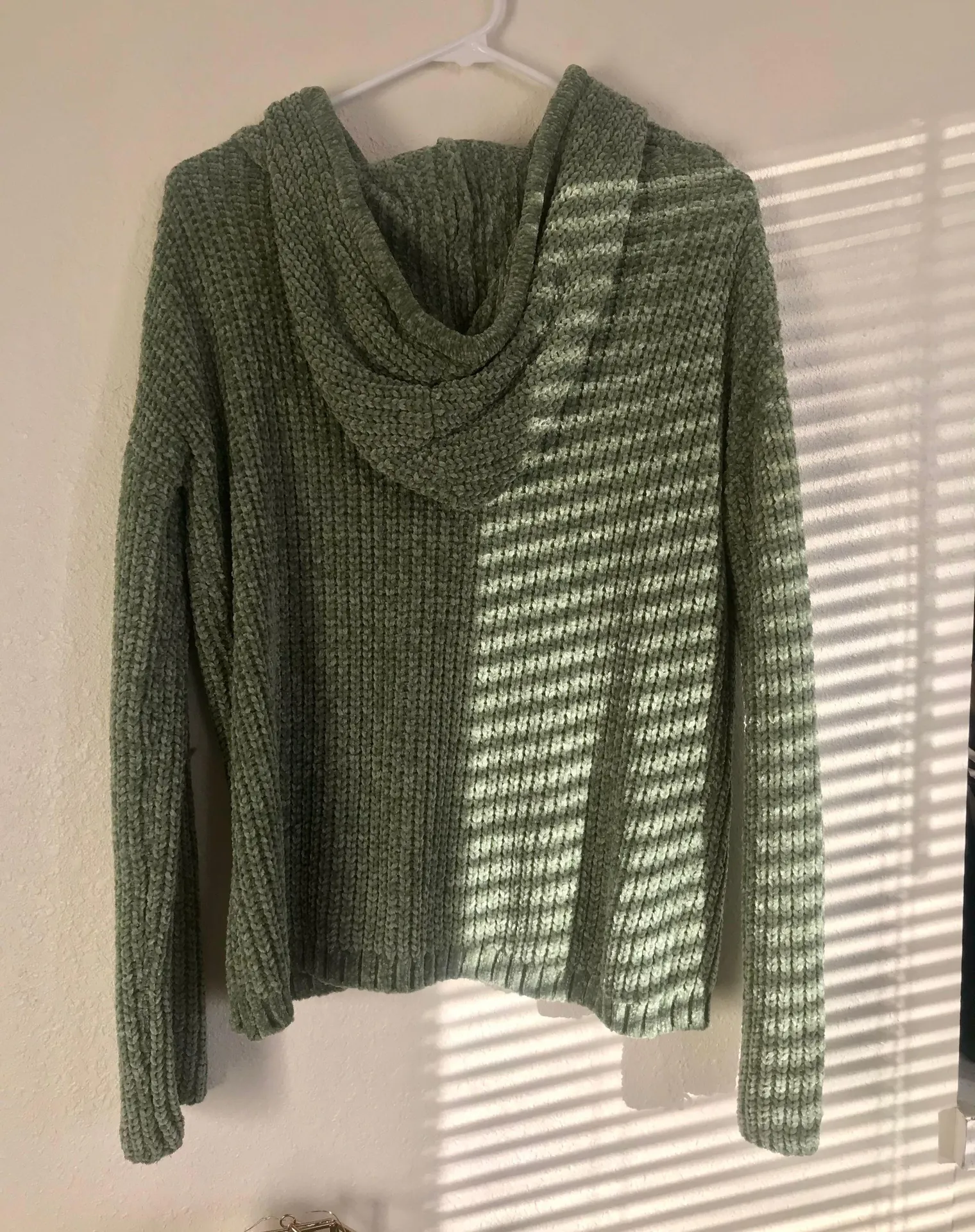 Fuzzy Green Hoodie Size M - Image 2