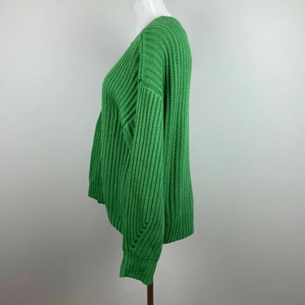 Code X Mode Cardigan Sweater S‎ Chunky Knit Green Open Oversized New - Image 6