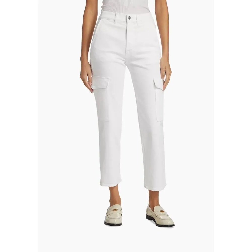 7 For All Mankind Logan High-Rise Cargo straight-leg Jeans In Bright White - Image 3
