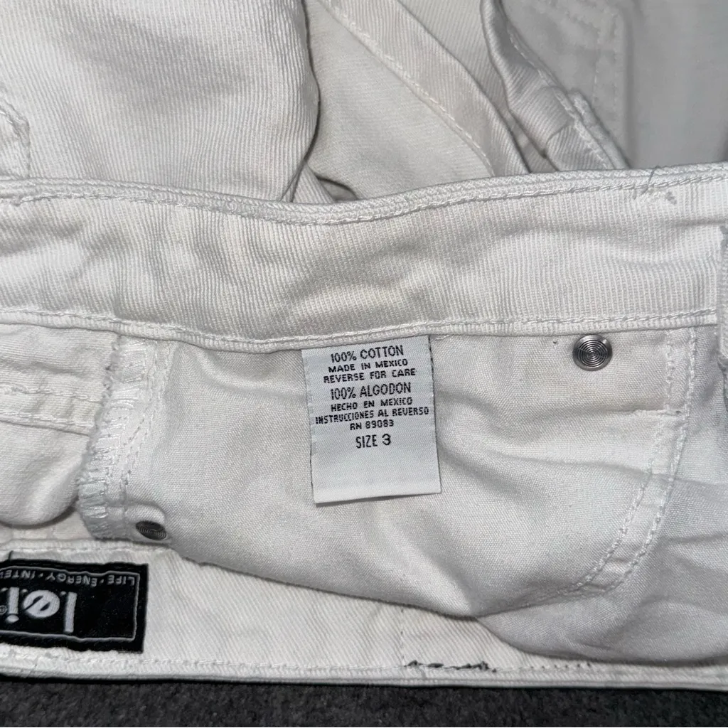 VTG Y2K l.e.i. Mini Jean Shorts White Denim Mid Rise Sz 3 / 29” Cotton Hot Pants - Image 7