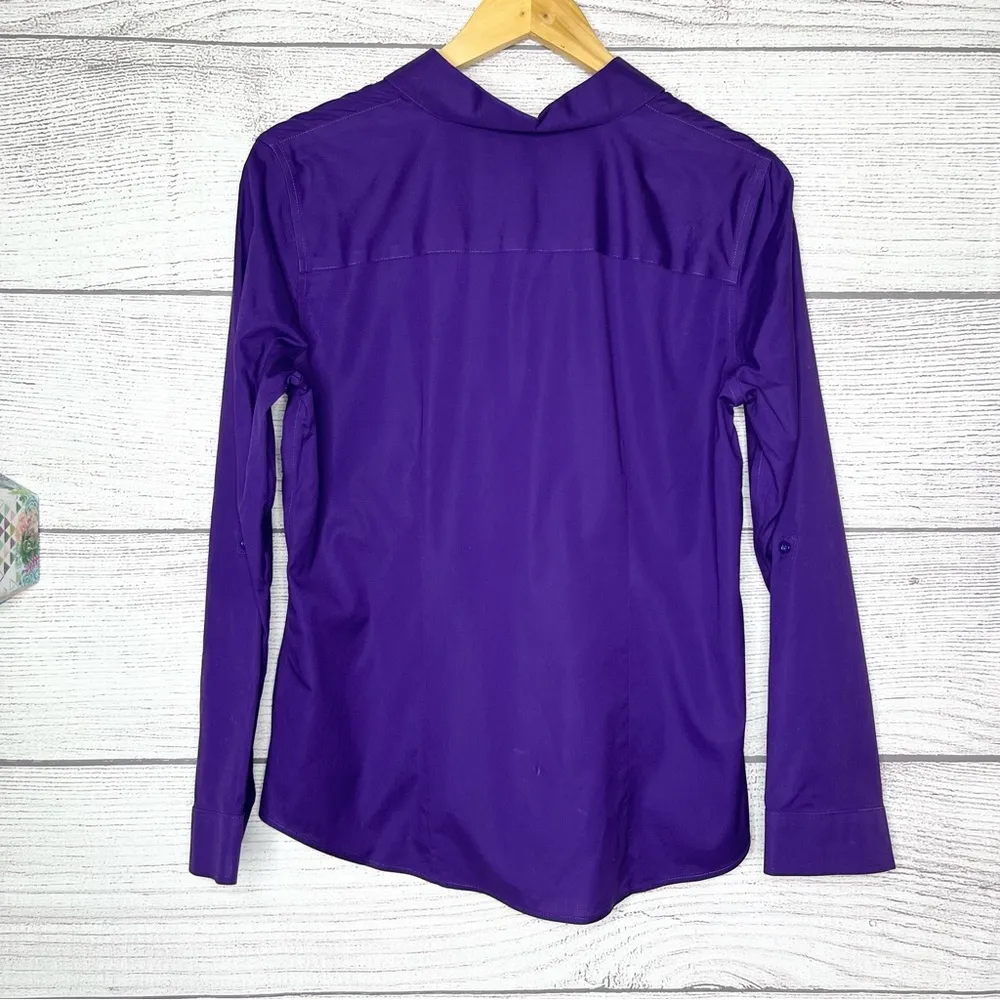 Chico’s Purple No Iron Button Down Shirt Career Blouse Office Top Size Small - Image 6