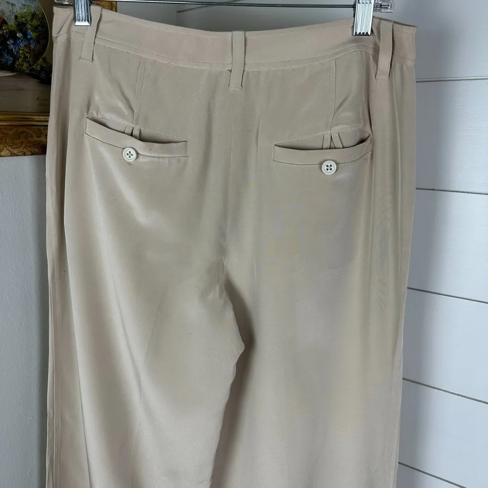 Elizabeth and James Silk Wide Leg Touser Pants Cream Women's Size 6 - Image 3