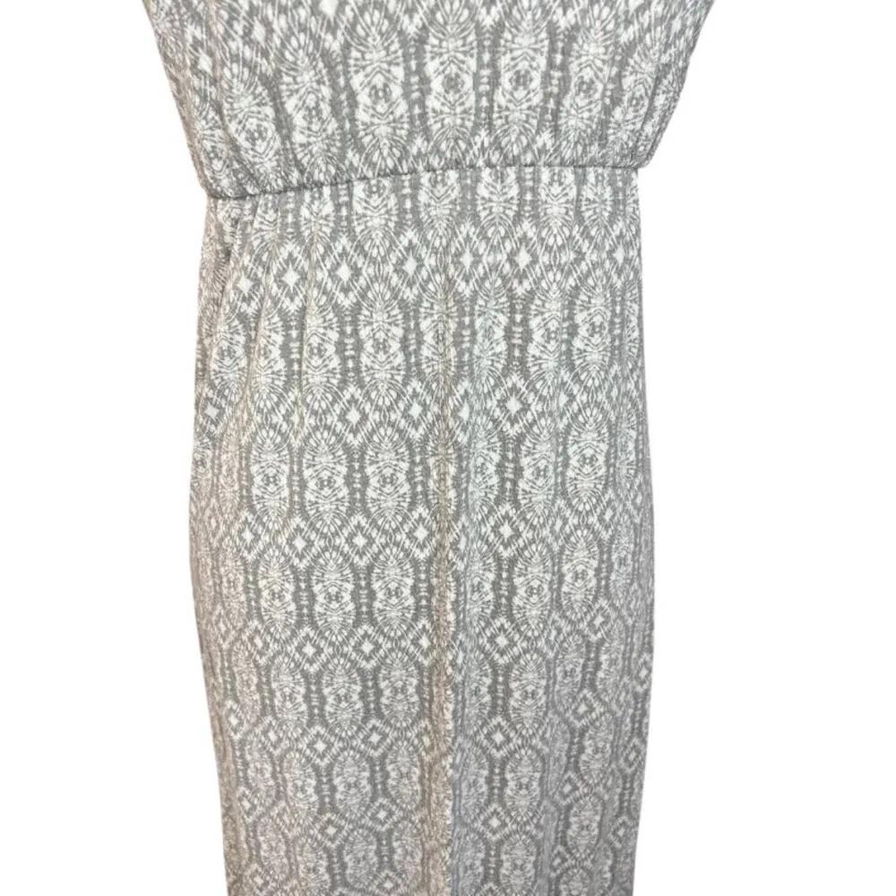 Mossimo gray geometric crochet hem maxi dress casual summer neutral boho - Image 7
