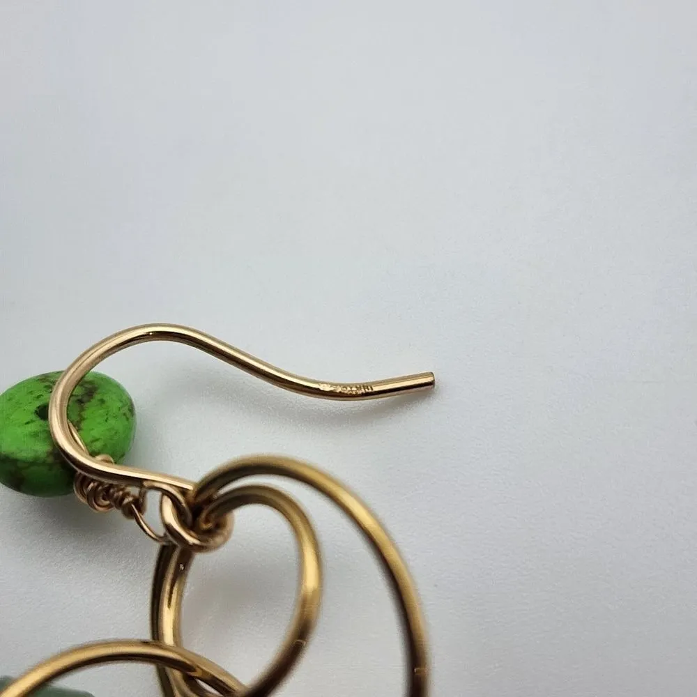 14K GF Gaspeite & Blue Stone Dangling Earrings Blue - Image 6