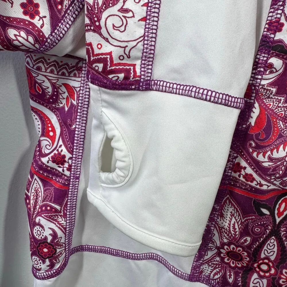 Athleta Top Women's S Pink Red White Long Sleeve Hoodie Pullover Spring Active - Image 8