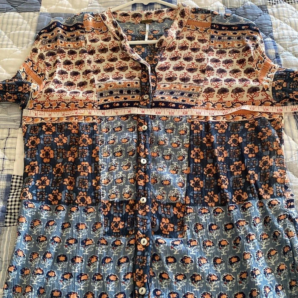Free People Caravan Block Print Button Front Blouse Top S - Image 6
