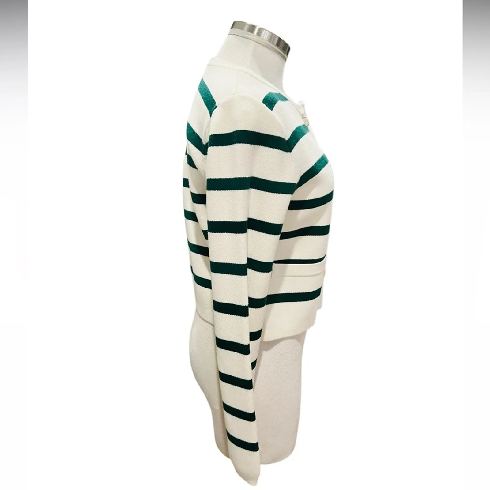 Scotch & Soda Amsterdam Ivory With Green Striped Button-Up Cardigan Size XS NWT - Image 4
