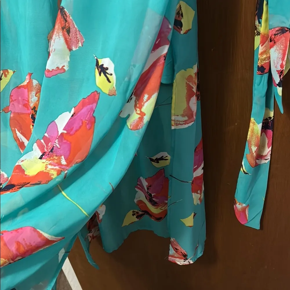 Xhilaration Strapless Sundress Green and Pink Resort Wear - Image 3