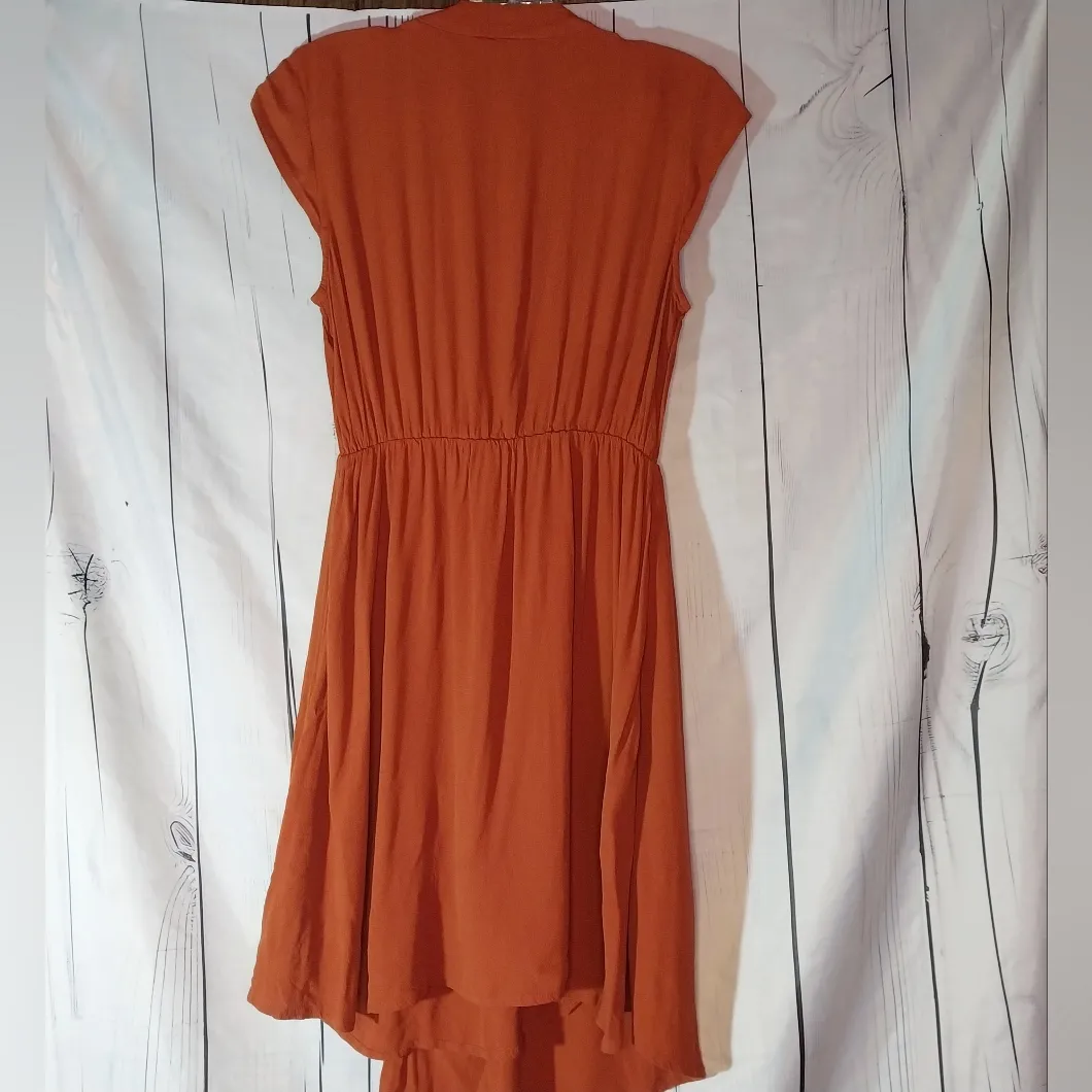 Maeve Anthropologie Rust V-Neck Faux Wrap Dress - Image 9
