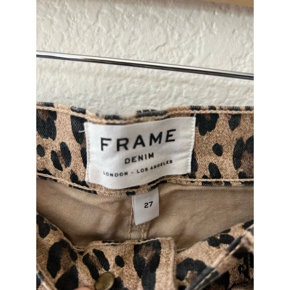 FRAME Denim Ali High Rise Leopard Animal Print Skinny Cigarette Pants Size 27 - Image 7