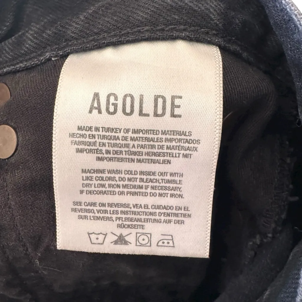 AGOLDE - 90’s Pinch Waist Jeans Distressed Black High Rise Button Fly Sz 28 - Image 7