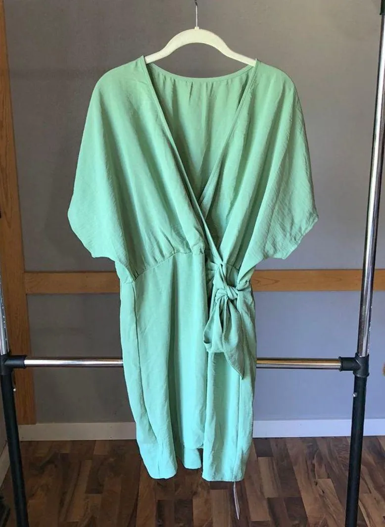 Womens  Belted Wrap Mini Dress - Image 5