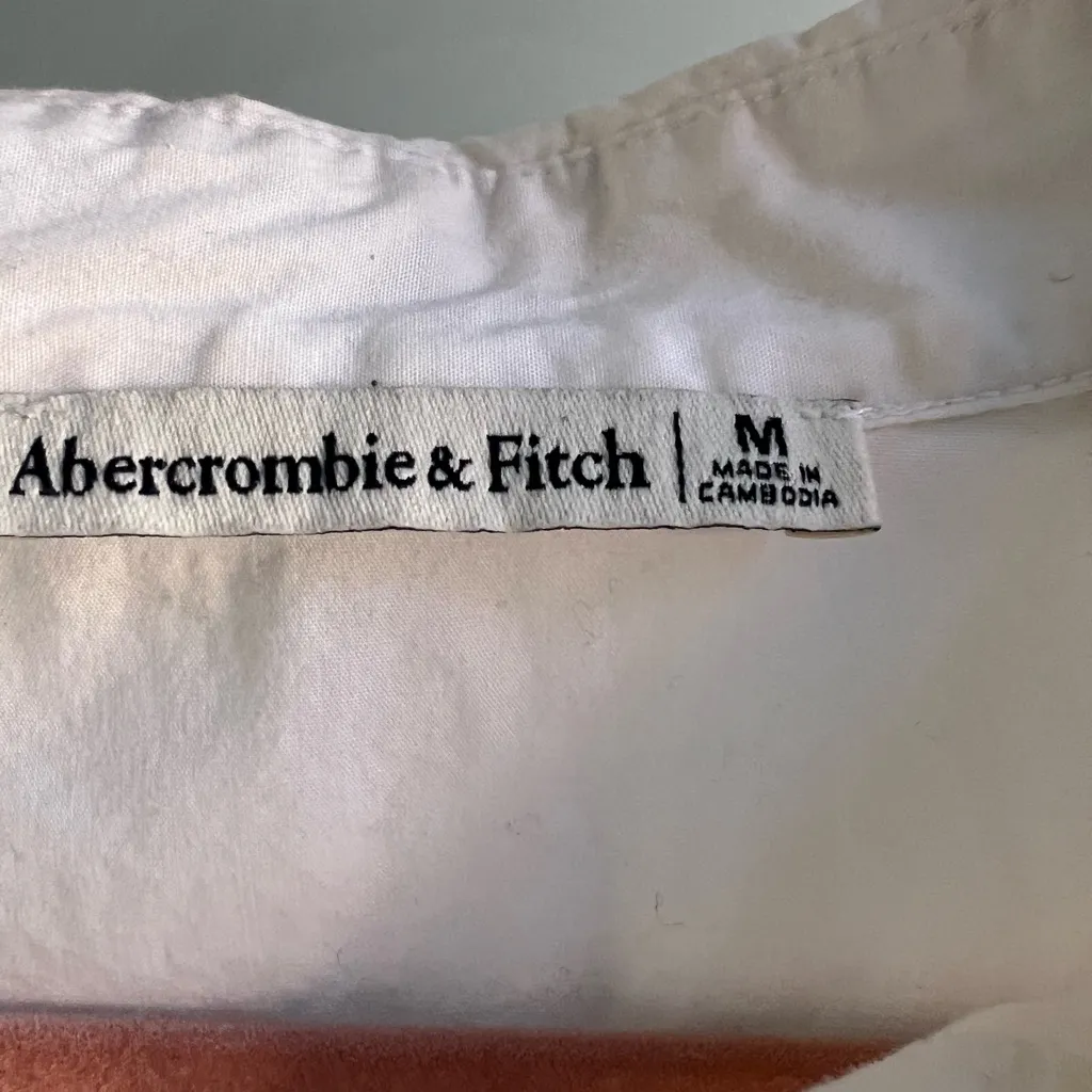 Abercrombie & Fitch Cropped Poplin Button Up Shirt White Size M - Image 7