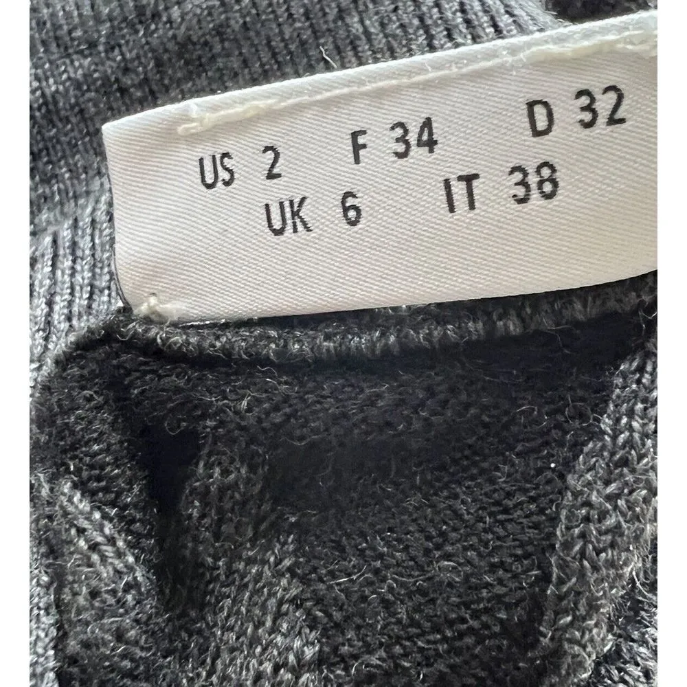 Akris Punto Sweater Womens 2 Wool Jacquard Mock Neck Gray Black Spotted Pullover - Image 12