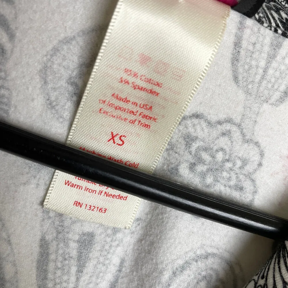 Bed Head Pajama Top XS Womens White Floral Paisley Long Sleeve Button Up Red - Image 10