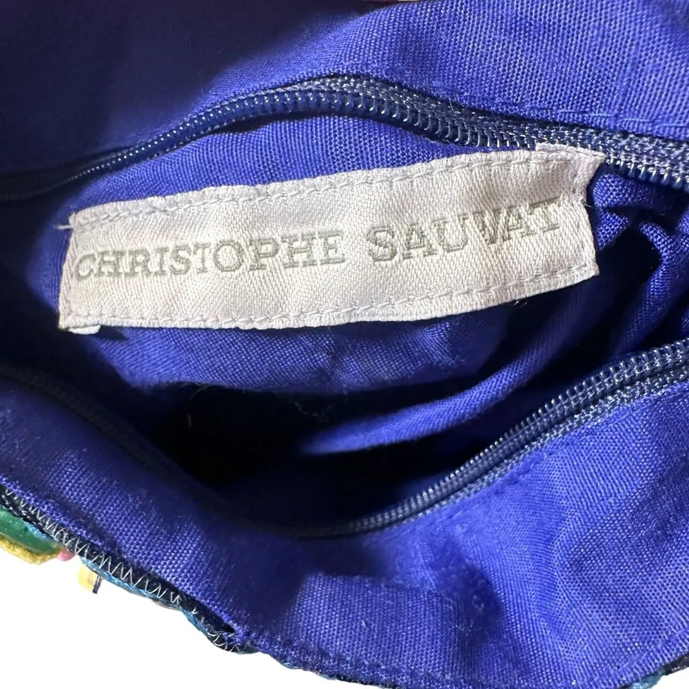 Christophe Sauvat Neiman Marcus Domi Suzani Beaded Tassel Crossbody Purse Blue - Image 3