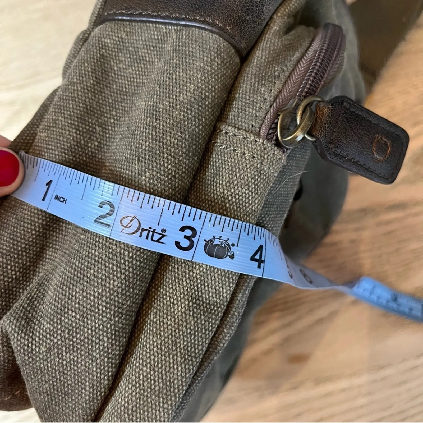 NWT Guess Olive Green Canvas Crossbody Purse Military Utility Shoulder Bag Pack - Image 11