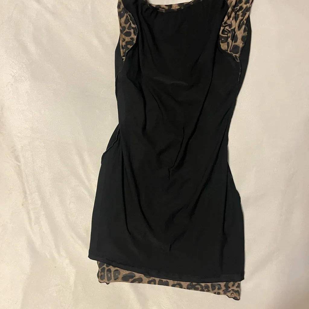 Leopard Print Long Sleeve Dress Brown Size see meassurments - Image 5