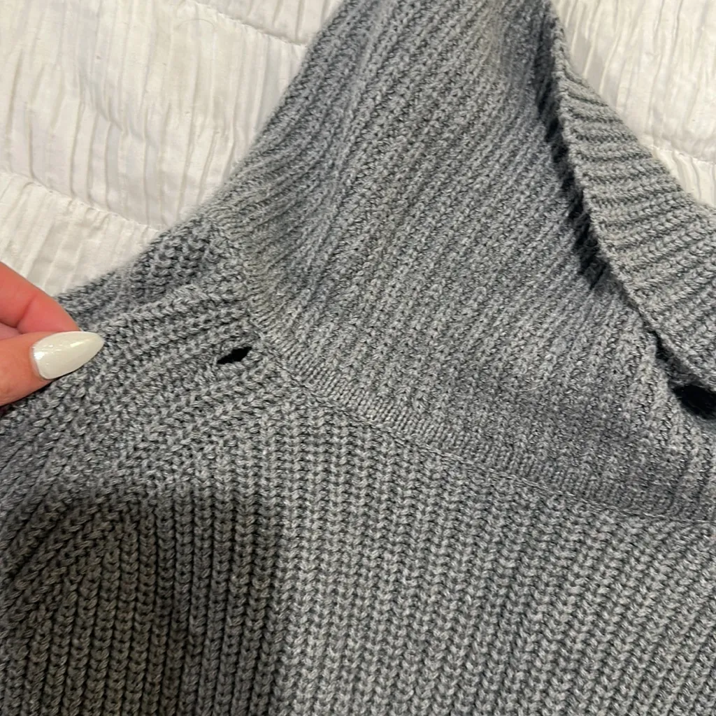 MOVING SALE - Bebe gray knit turtleneck sweater with laced tied up side - Image 9
