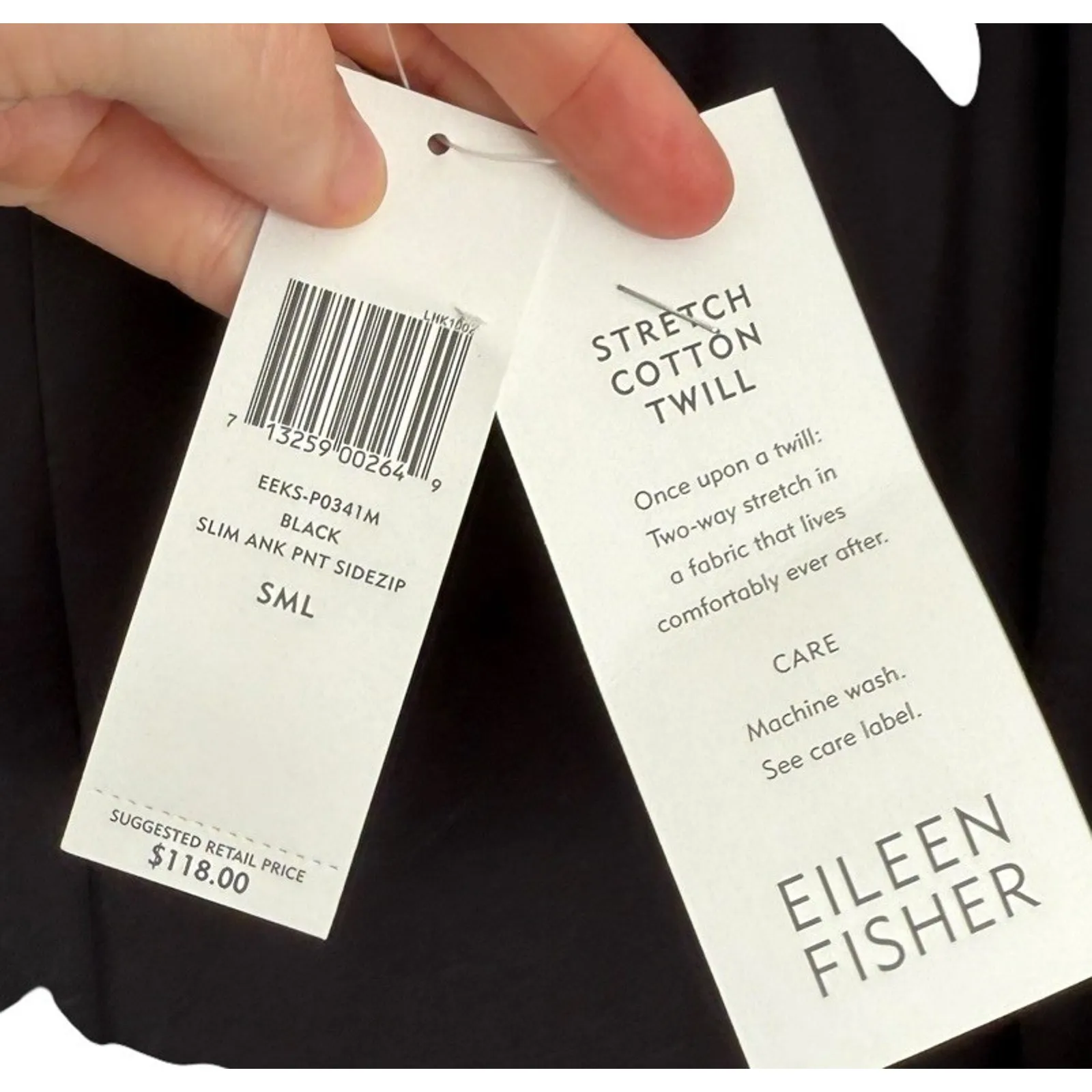 Eileen Fisher Stretch Cotton Twill Slim Ankle Pant Black NEW Womens Small - Image 6