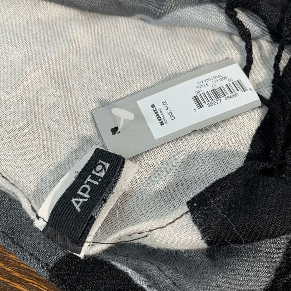 Apt 9 Women's Neutral Colorblock Neck Warmer Fringe Scarf 73x22 One Size - Image 3