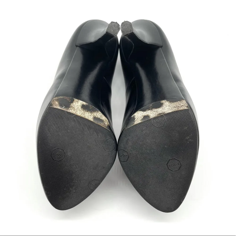 Dolce & Gabbana Women’s Black Calf Leather Leopard Print High Heel Black… - Image 13